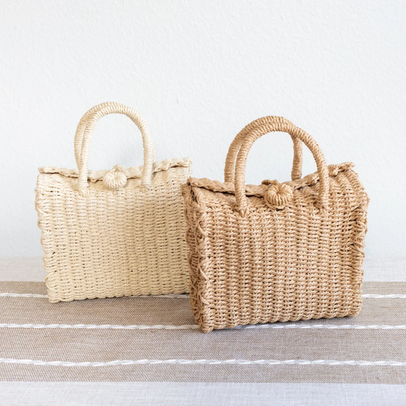 Elena Handbags Beach Straw Woven Box Crossbody Bag