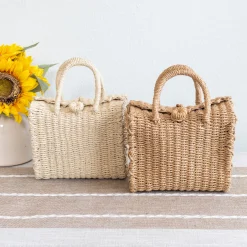 Elena Handbags Beach Straw Woven Box Crossbody Bag