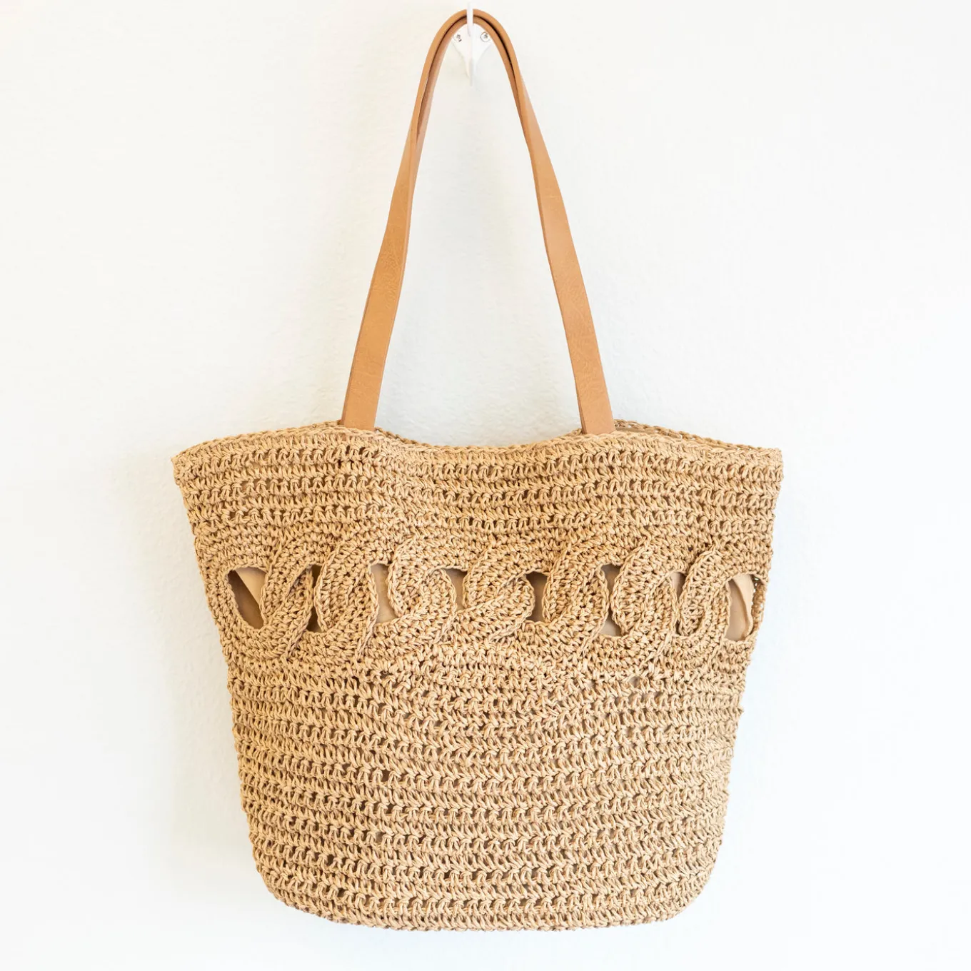 Elena Handbags Beach Straw Woven Tote Bag