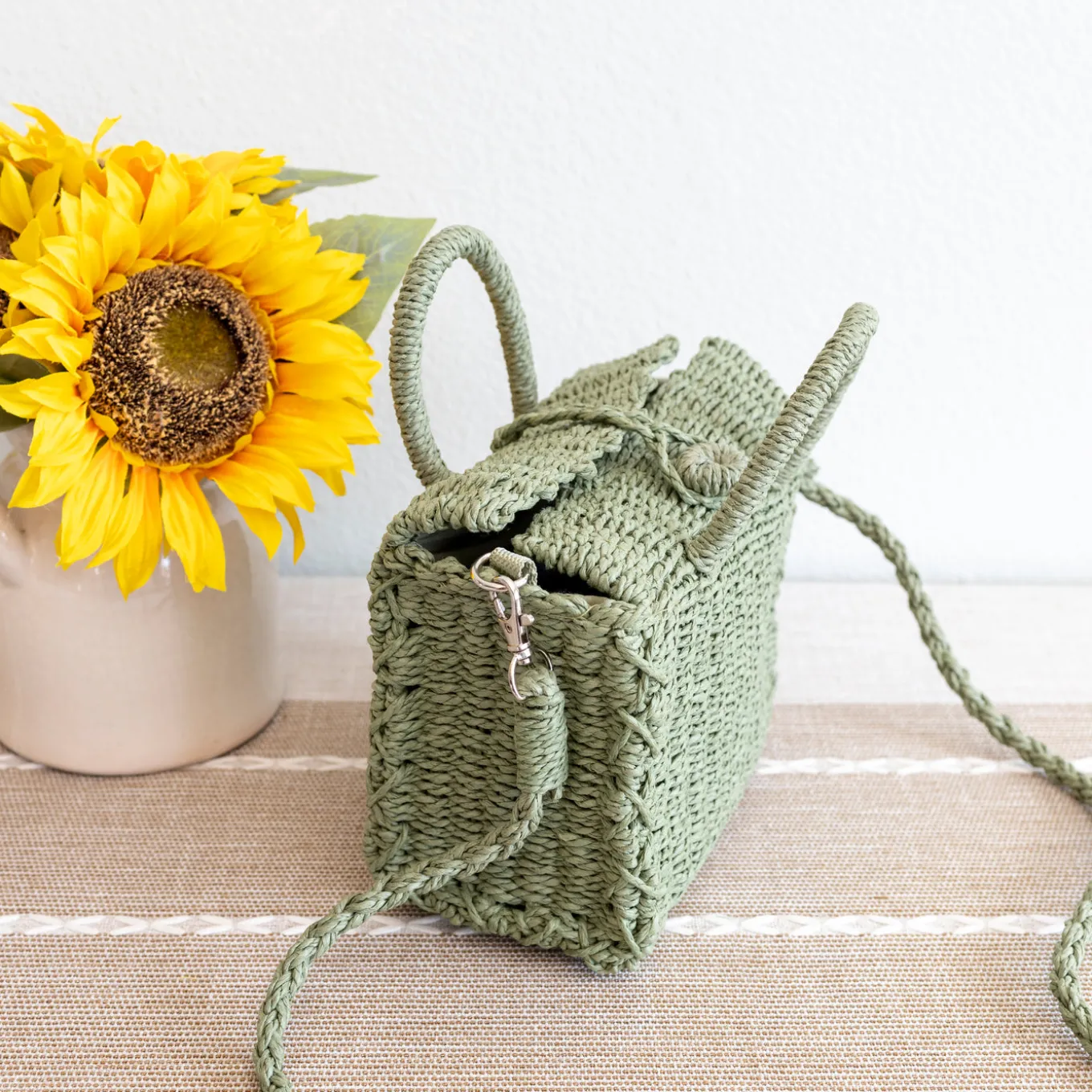 Elena Handbags Beach Straw Woven Box Crossbody Bag
