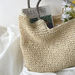 Elena Handbags Beach Straw Woven Tote Bag