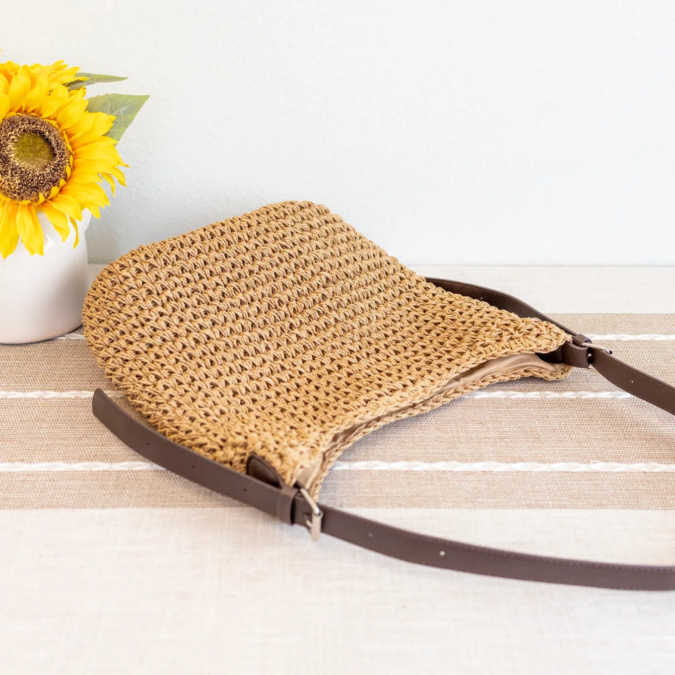 Elena Handbags Beach Straw Woven Tote Bag