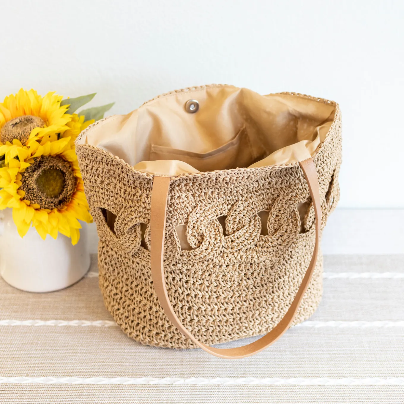 Elena Handbags Beach Straw Woven Tote Bag