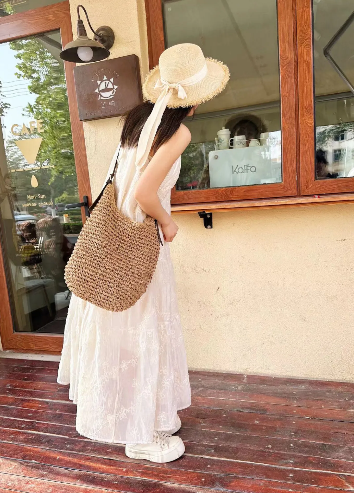 Elena Handbags Beach Straw Woven Tote Bag