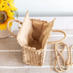Elena Handbags Beach Straw Woven Box Crossbody Bag