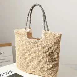 Elena Handbags Beach Straw Woven Tote Bag