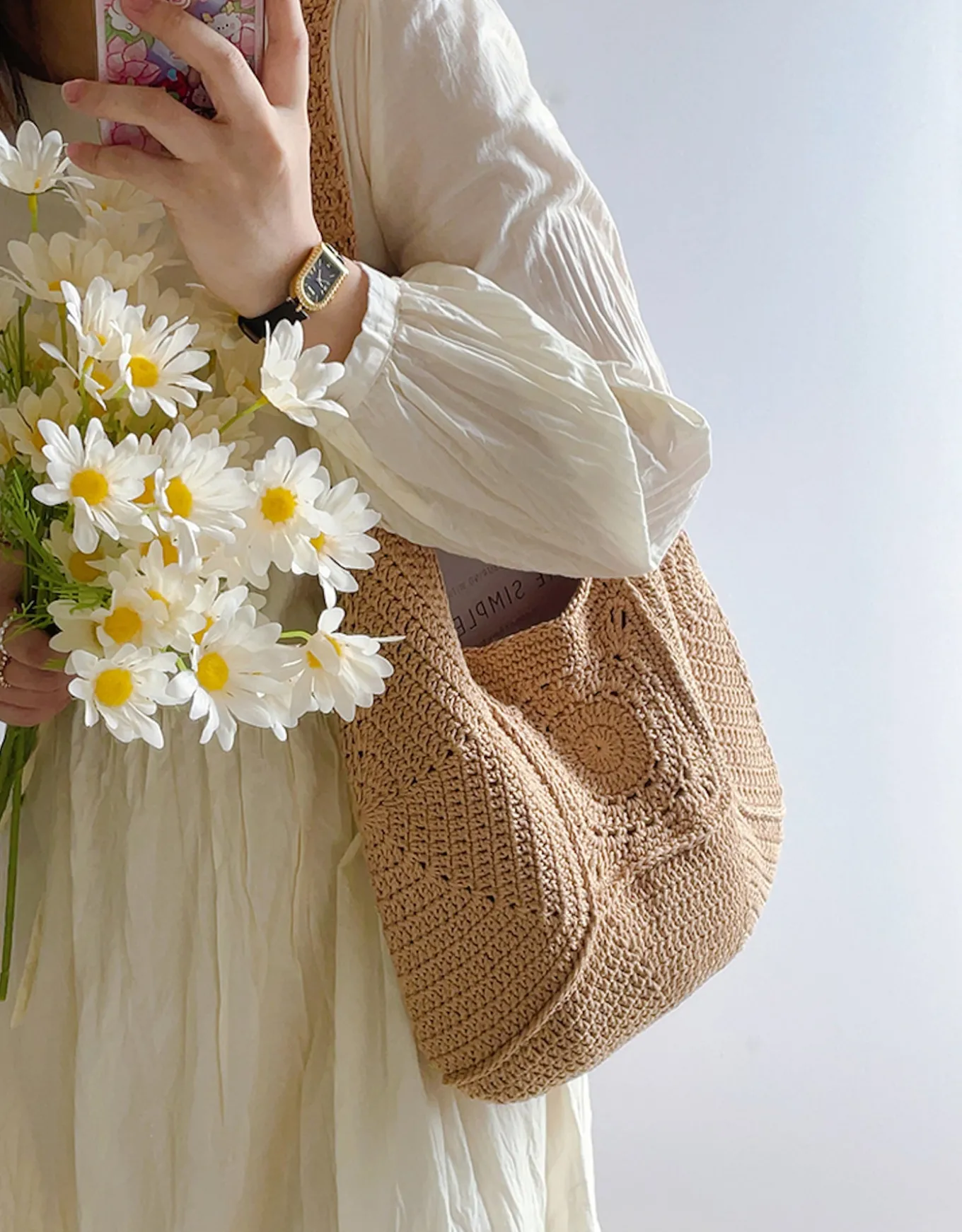 Elena Handbags Boho Crochet Shoulder Bag