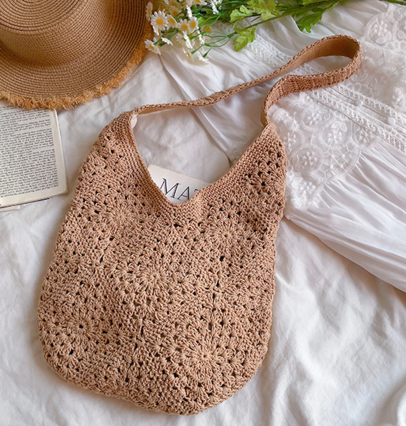 Elena Handbags Boho Crochet Shoulder Bag