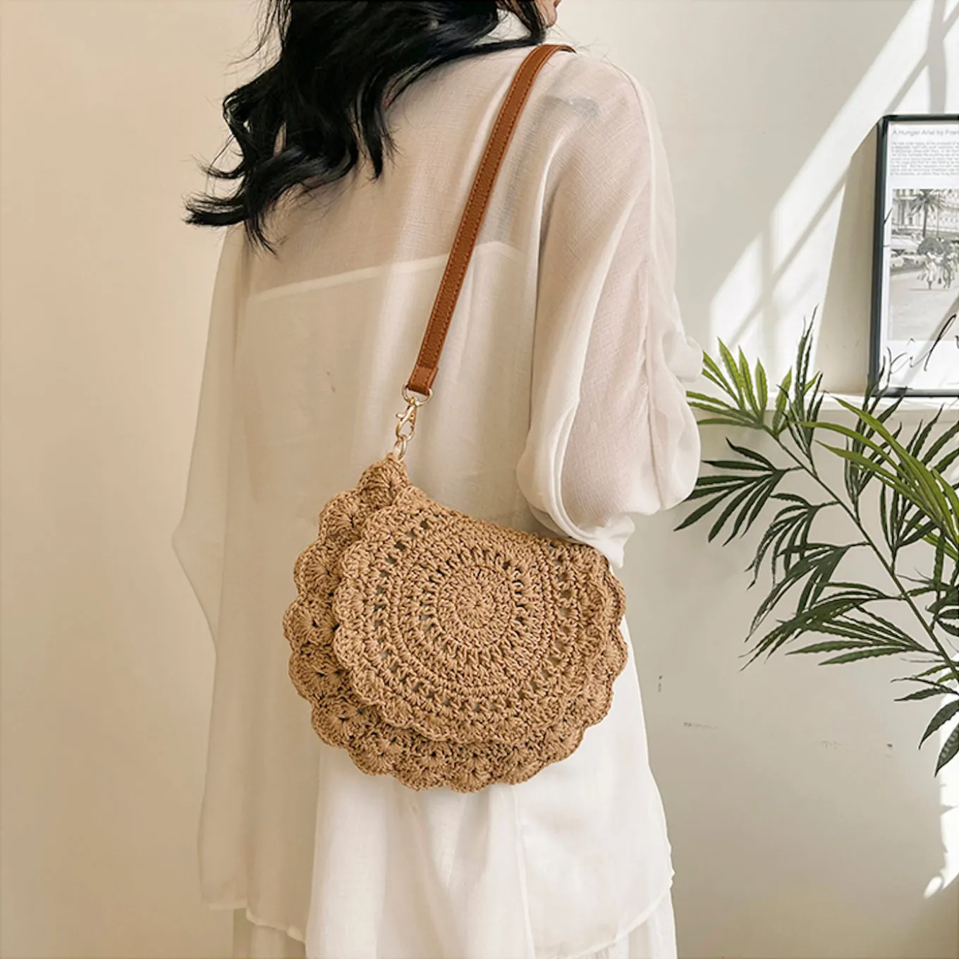 Elena Handbags Boho Crochet Crossbody Bag