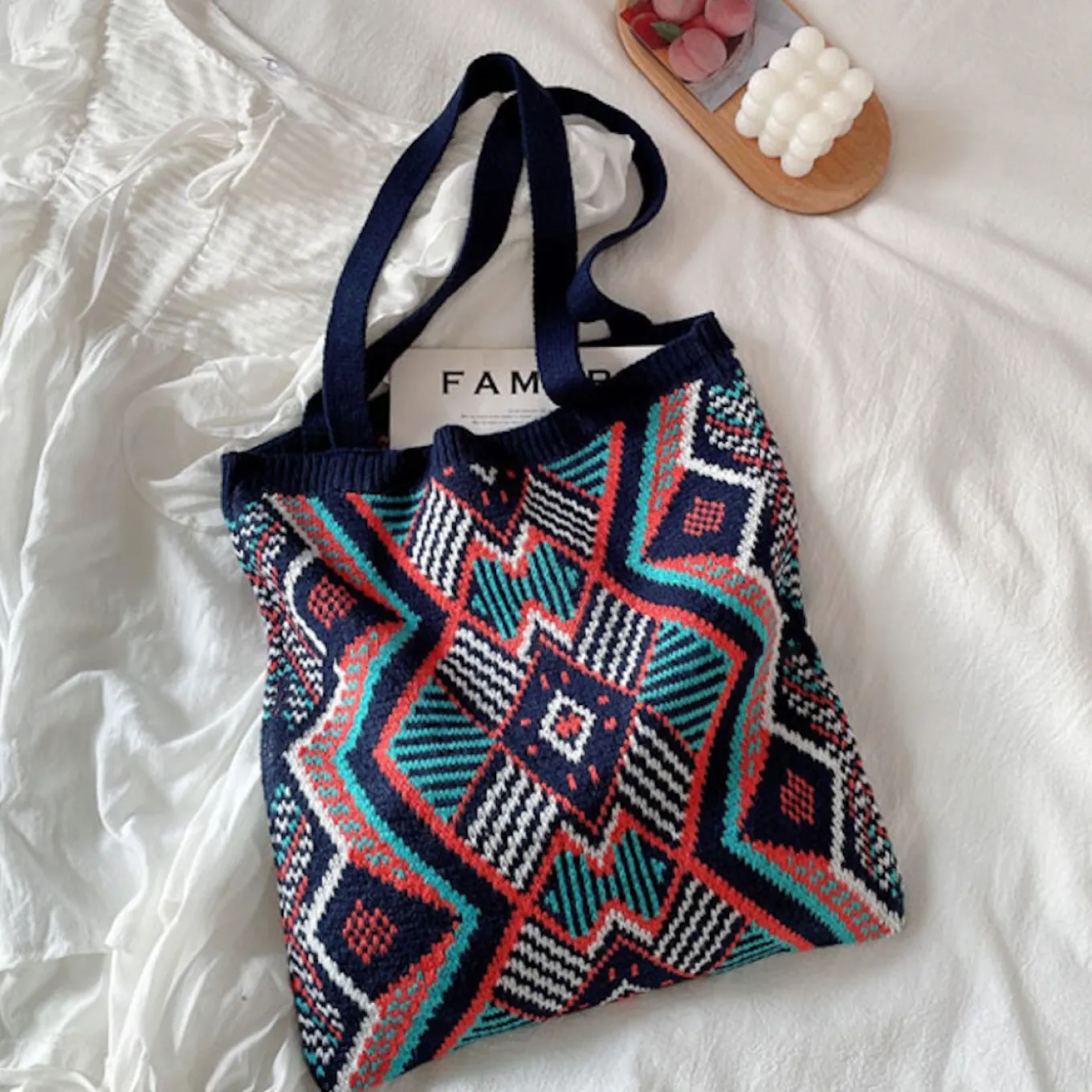 Elena Handbags Boho Knitted Shoulder Bag