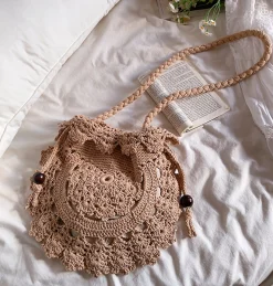 Elena Handbags Boho Knitted Shoulder Bag