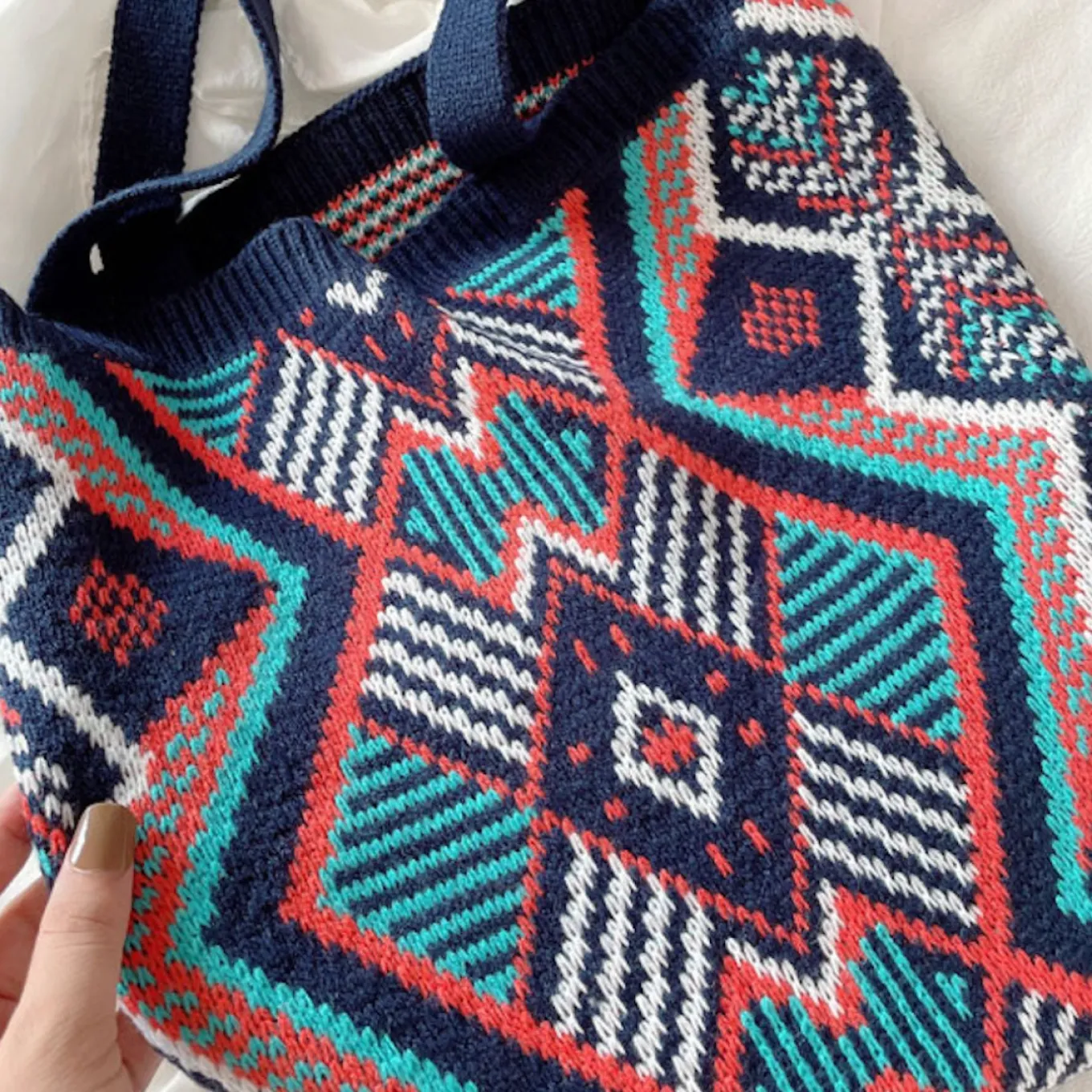 Elena Handbags Boho Knitted Shoulder Bag