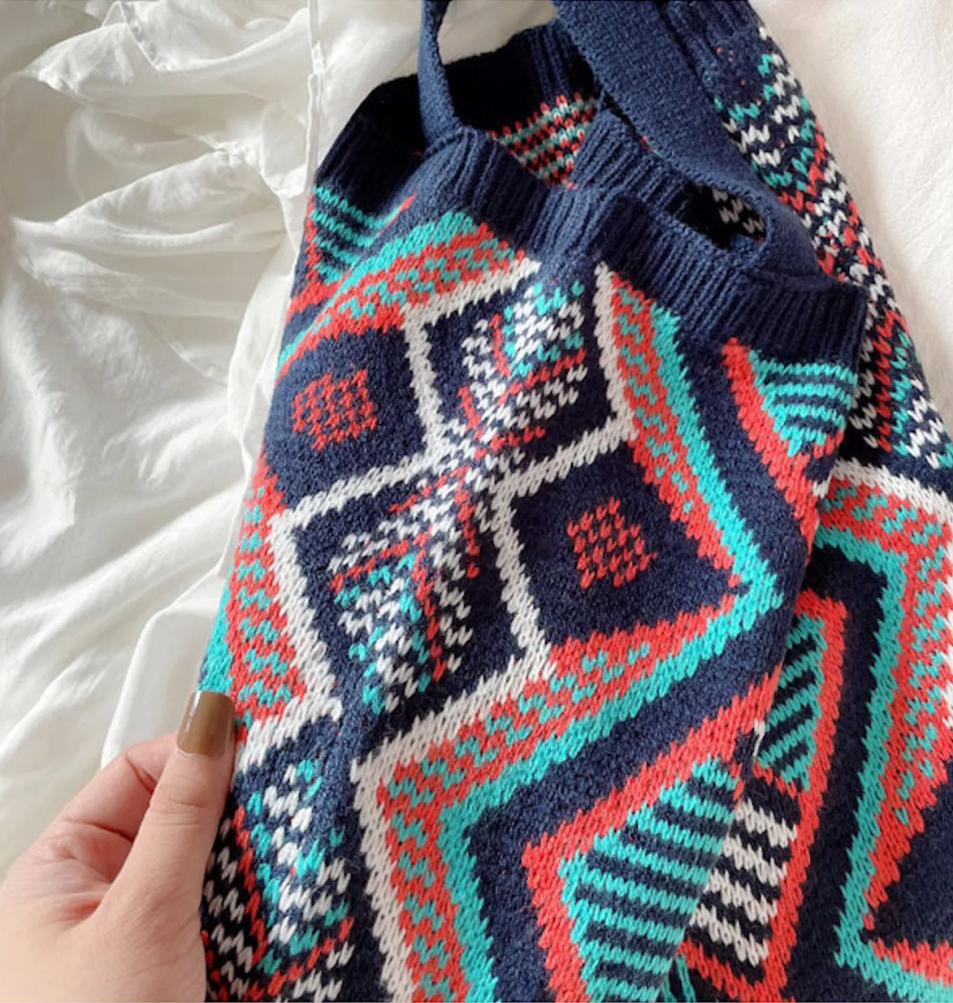 Elena Handbags Boho Knitted Shoulder Bag