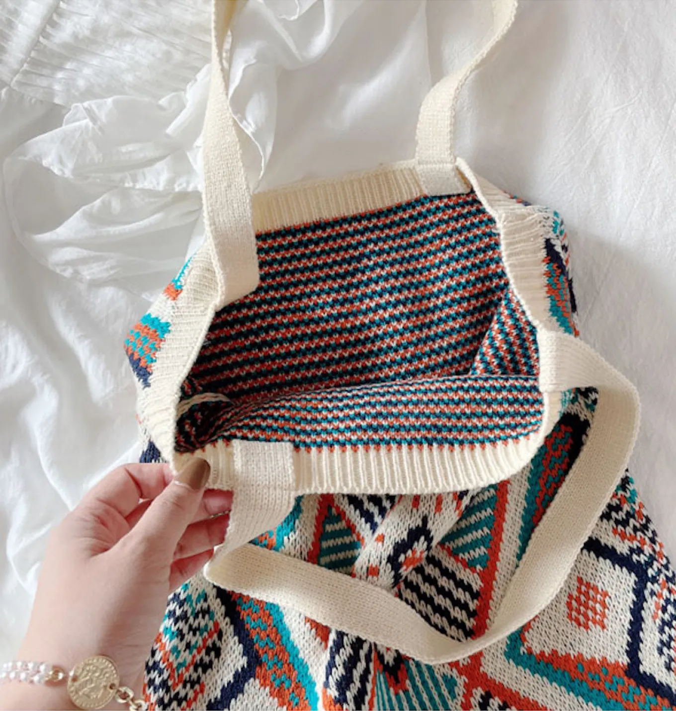 Elena Handbags Boho Knitted Shoulder Bag