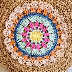 Elena Handbags Boho Round Beach Straw Tote