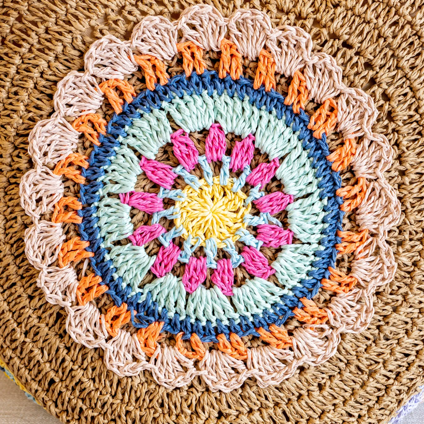 Elena Handbags Boho Round Beach Straw Tote
