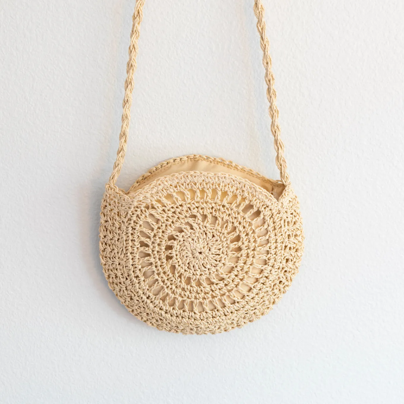 Elena Handbags Boho Straw Woven Round Tote
