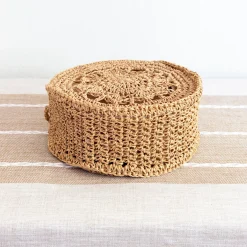 Elena Handbags Boho Straw Round Shoulder Bag