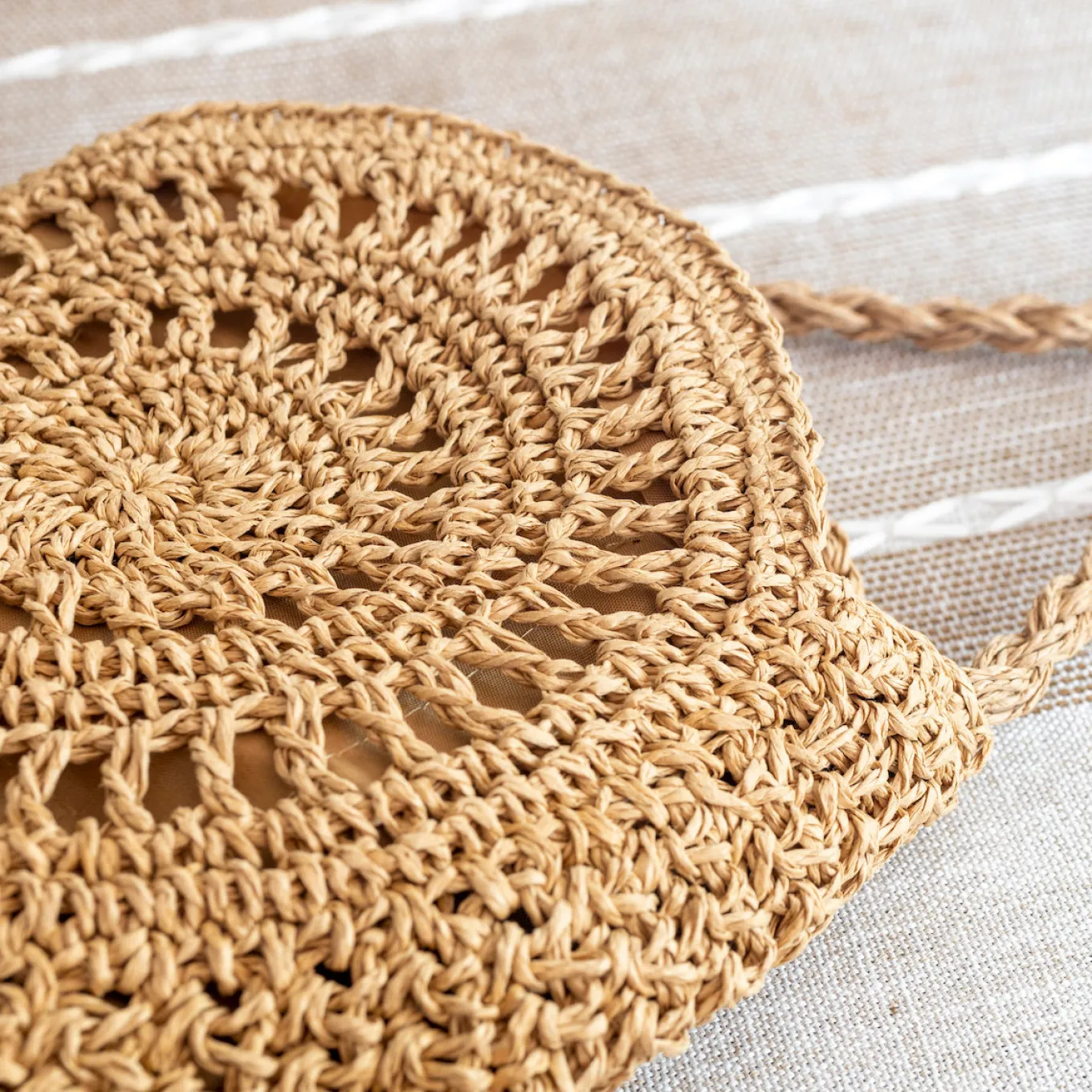 Elena Handbags Boho Straw Woven Round Tote