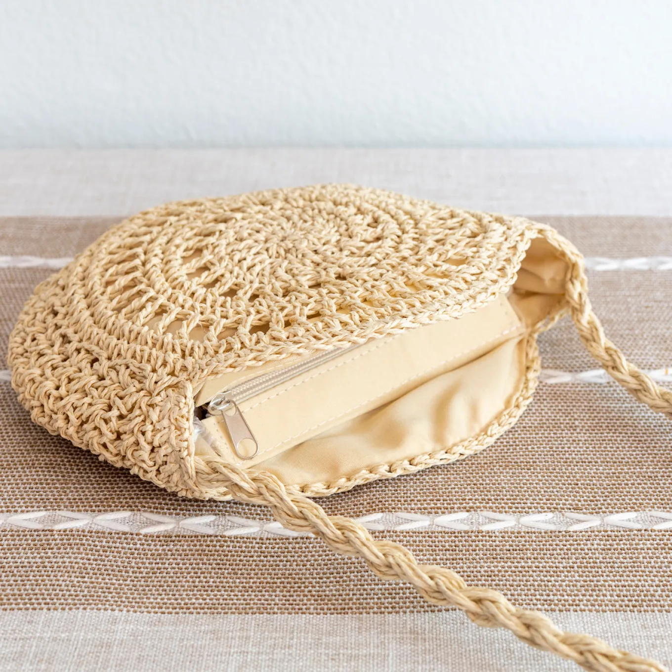 Elena Handbags Boho Straw Woven Round Tote