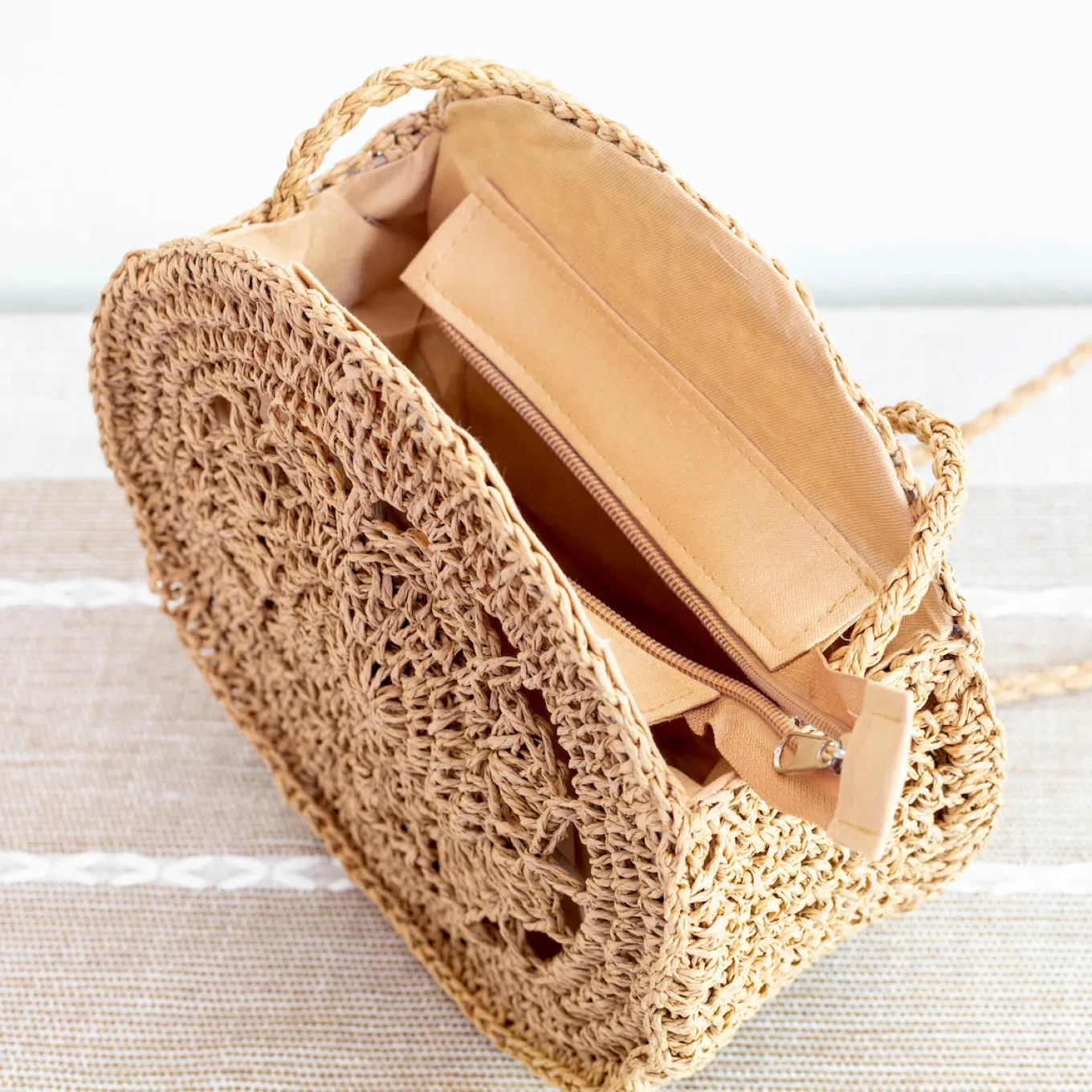 Elena Handbags Boho Straw Round Shoulder Bag