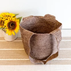 Elena Handbags Brown Raffia Summer Beach Straw Shoulder Tote Bag