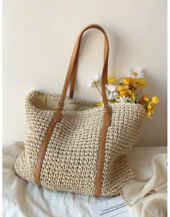 Elena Handbags Chic Large Straw Woven Summer Bag