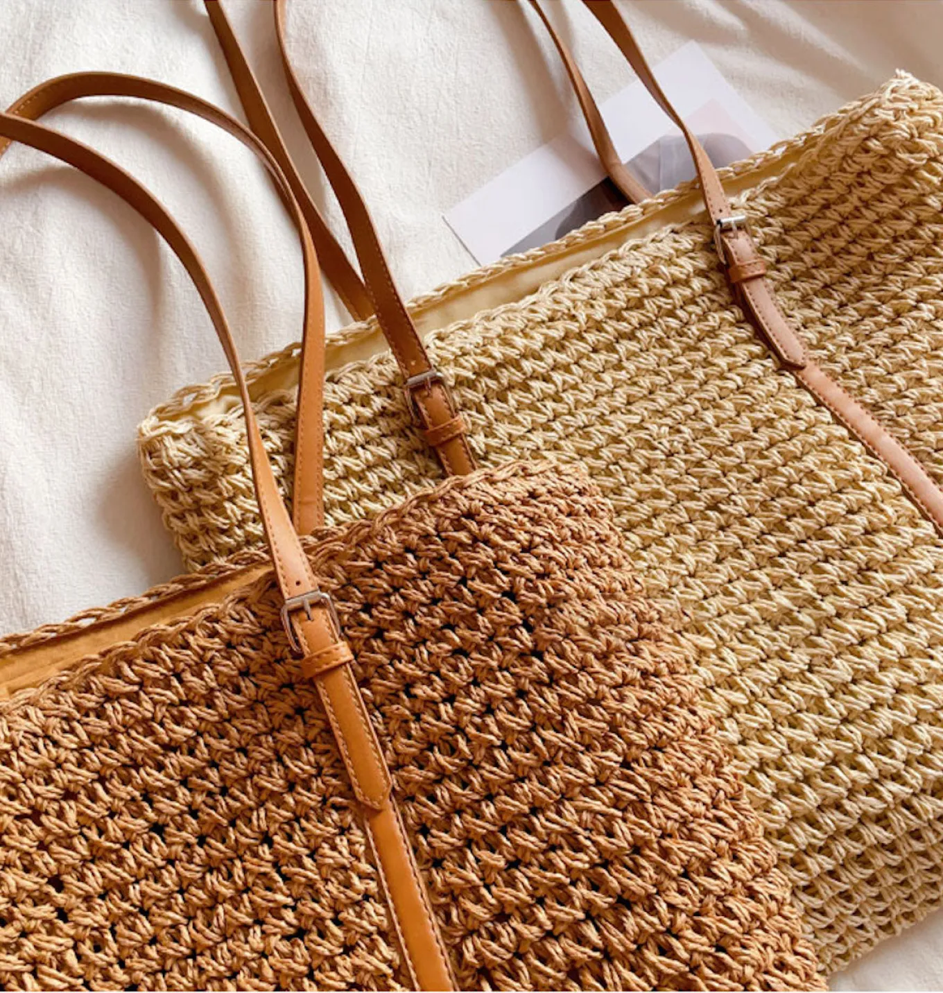 Elena Handbags Chic Large Straw Woven Summer Bag