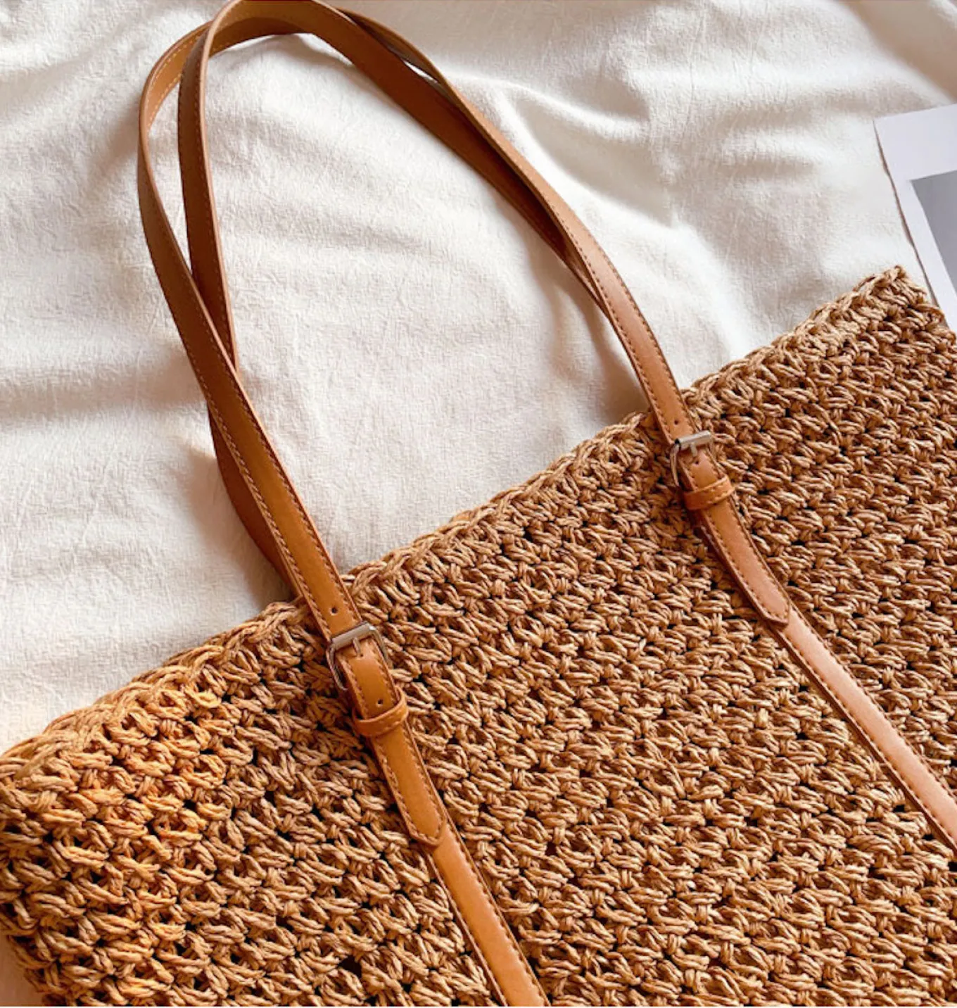 Elena Handbags Chic Large Straw Woven Summer Bag
