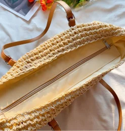 Elena Handbags Chic Large Straw Woven Summer Bag