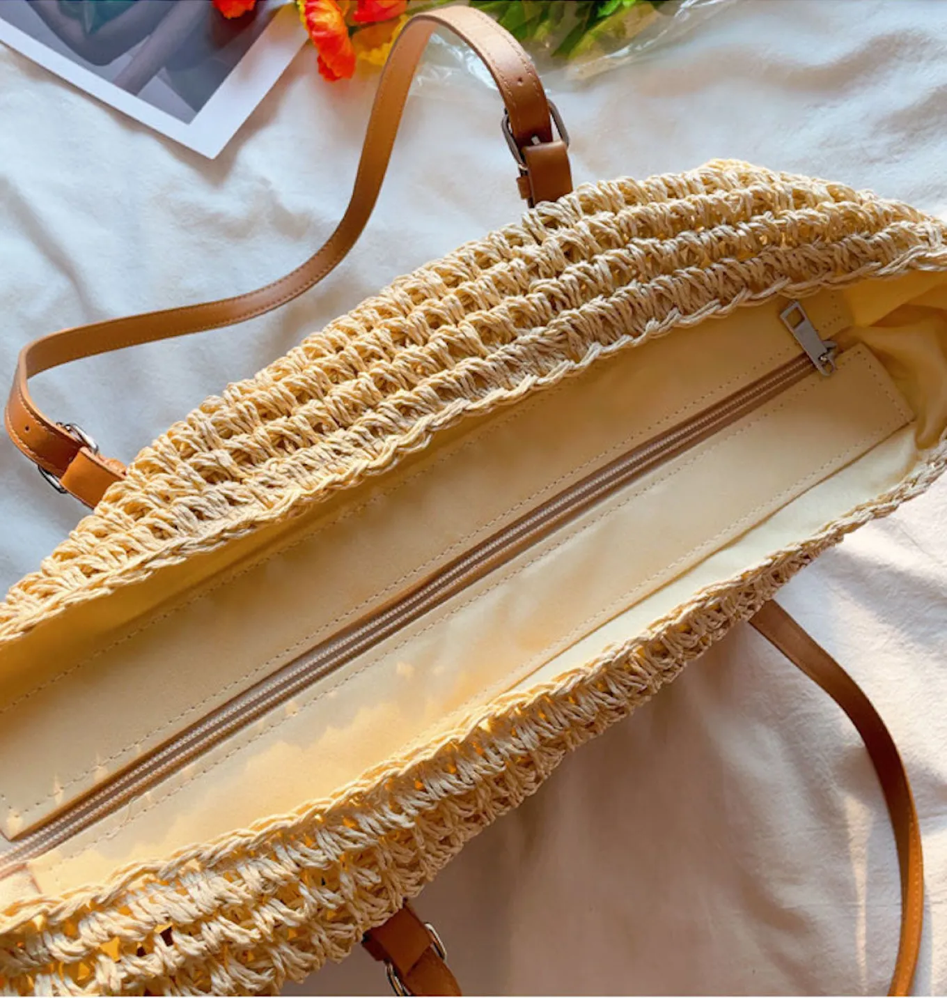 Elena Handbags Chic Large Straw Woven Summer Bag