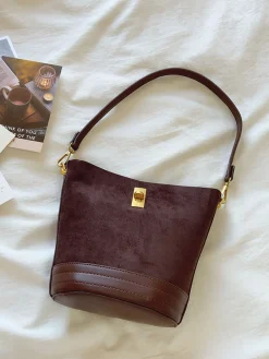 Elena Handbags Chic Leather Bucket Bag