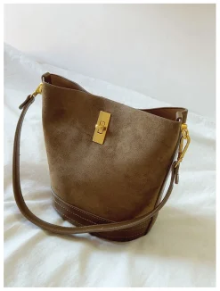 Elena Handbags Chic Leather Bucket Bag
