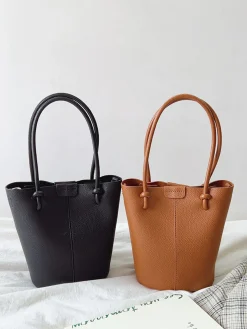 Elena Handbags Chic Leather Bucket Bag