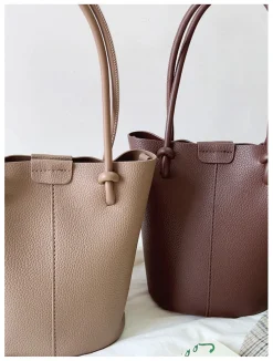 Elena Handbags Chic Leather Bucket Bag