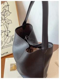 Elena Handbags Chic Leather Bucket Bag