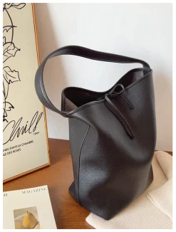 Elena Handbags Chic Leather Bucket Bag
