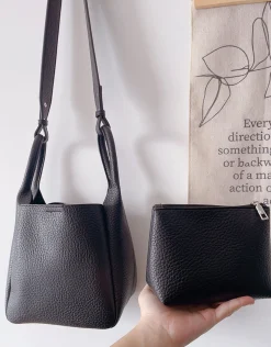 Elena Handbags Chic Leather Bucket Bag