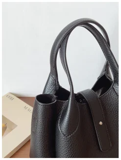 Elena Handbags Chic Leather Bucket Bag