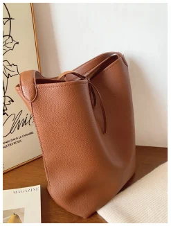 Elena Handbags Chic Leather Bucket Bag