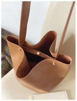 Elena Handbags Chic Leather Bucket Bag