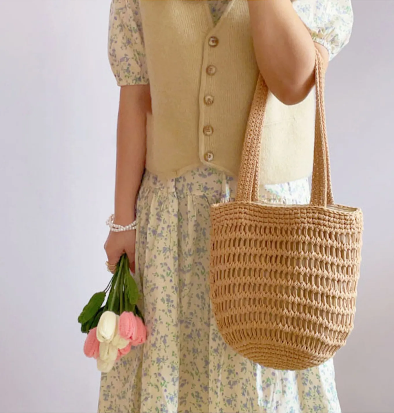 Elena Handbags Cotton Bucket Bag