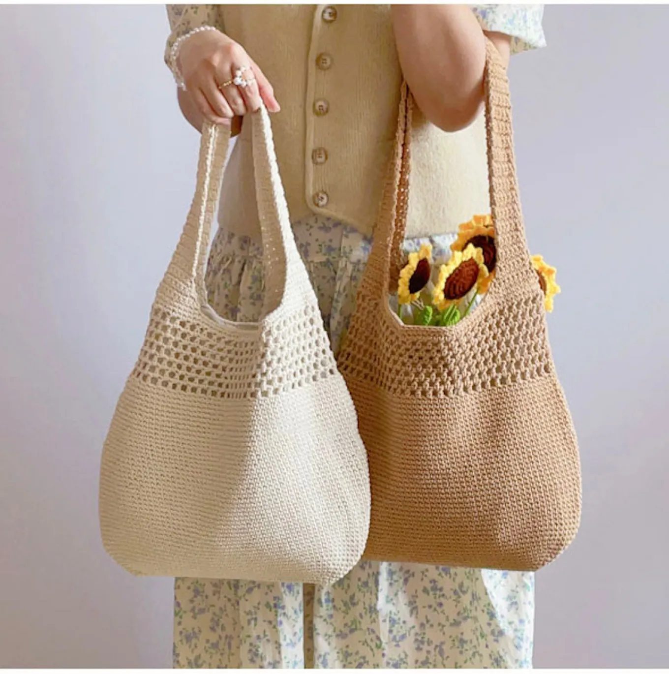 Elena Handbags Cotton Crochet Fashion Shoulder Bag