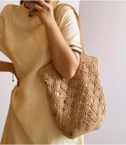 Elena Handbags Cotton Crochet Bucket Bag