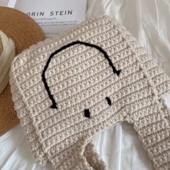 Elena Handbags Cotton Crochet Smiley Face Bag