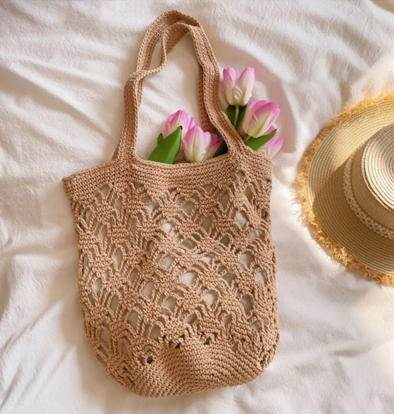 Elena Handbags Cotton Crochet Bucket Bag