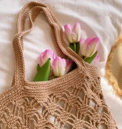 Elena Handbags Cotton Crochet Bucket Bag