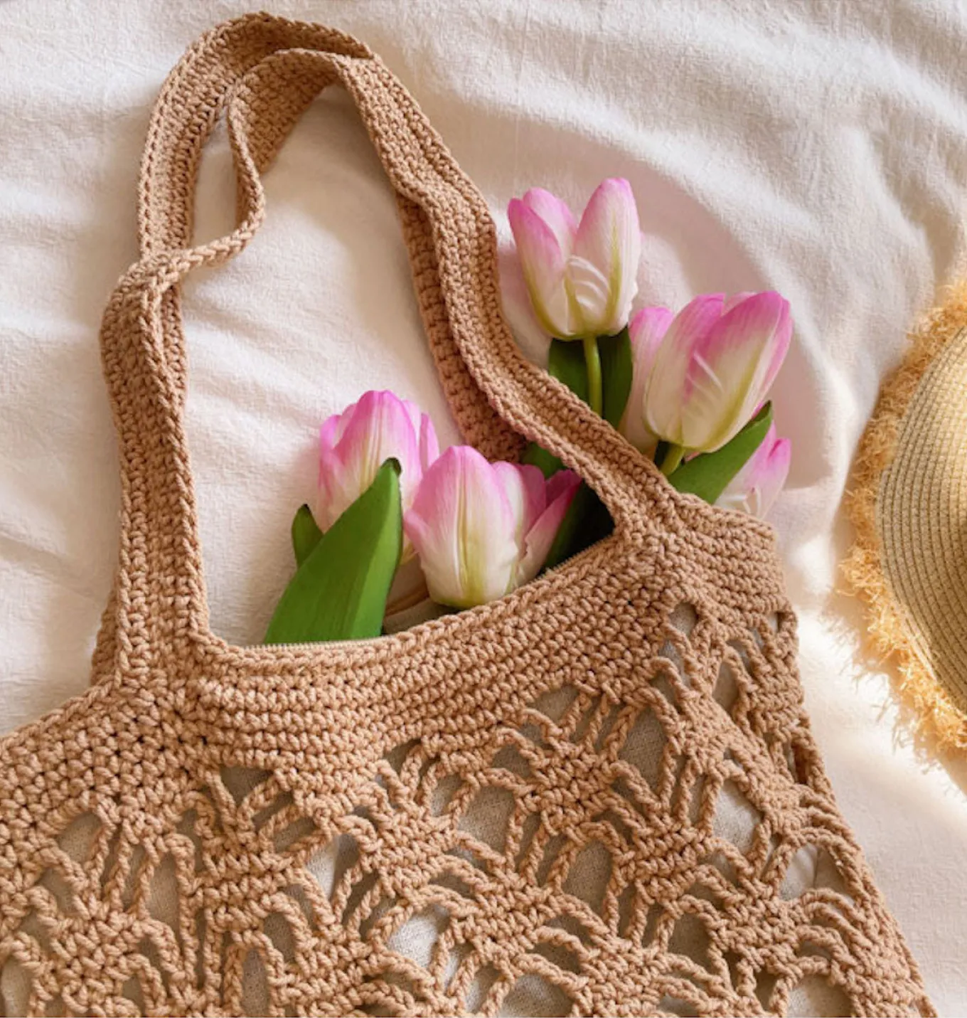 Elena Handbags Cotton Crochet Bucket Bag