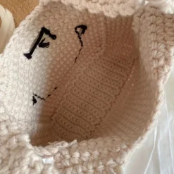 Elena Handbags Cotton Crochet Smiley Face Bag