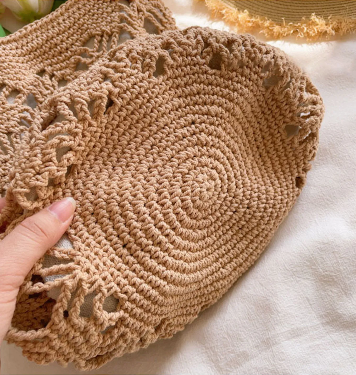Elena Handbags Cotton Crochet Bucket Bag